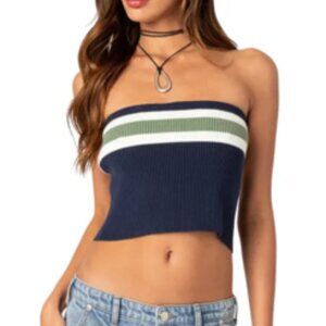 Small Edikted Multicolor Striped Knit Tube Top Stretch Sweater Shirt - Cyprus